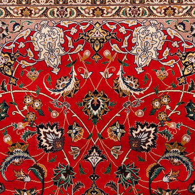 Lot 83 - A very fine part silk Tabriz carpet, north-west Persia