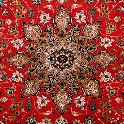 Lot 83 - A very fine part silk Tabriz carpet, north-west Persia