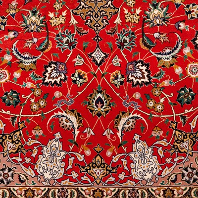 Lot 83 - A very fine part silk Tabriz carpet, north-west Persia