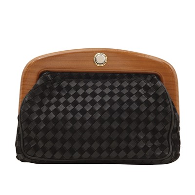 Lot 180 - Bottega Veneta Black Intrecciato Frame Clutch