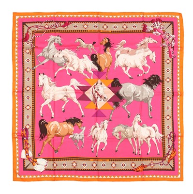 Lot 41 - Hermes 'Les Chevaux Qataris' Silk Scarf 90