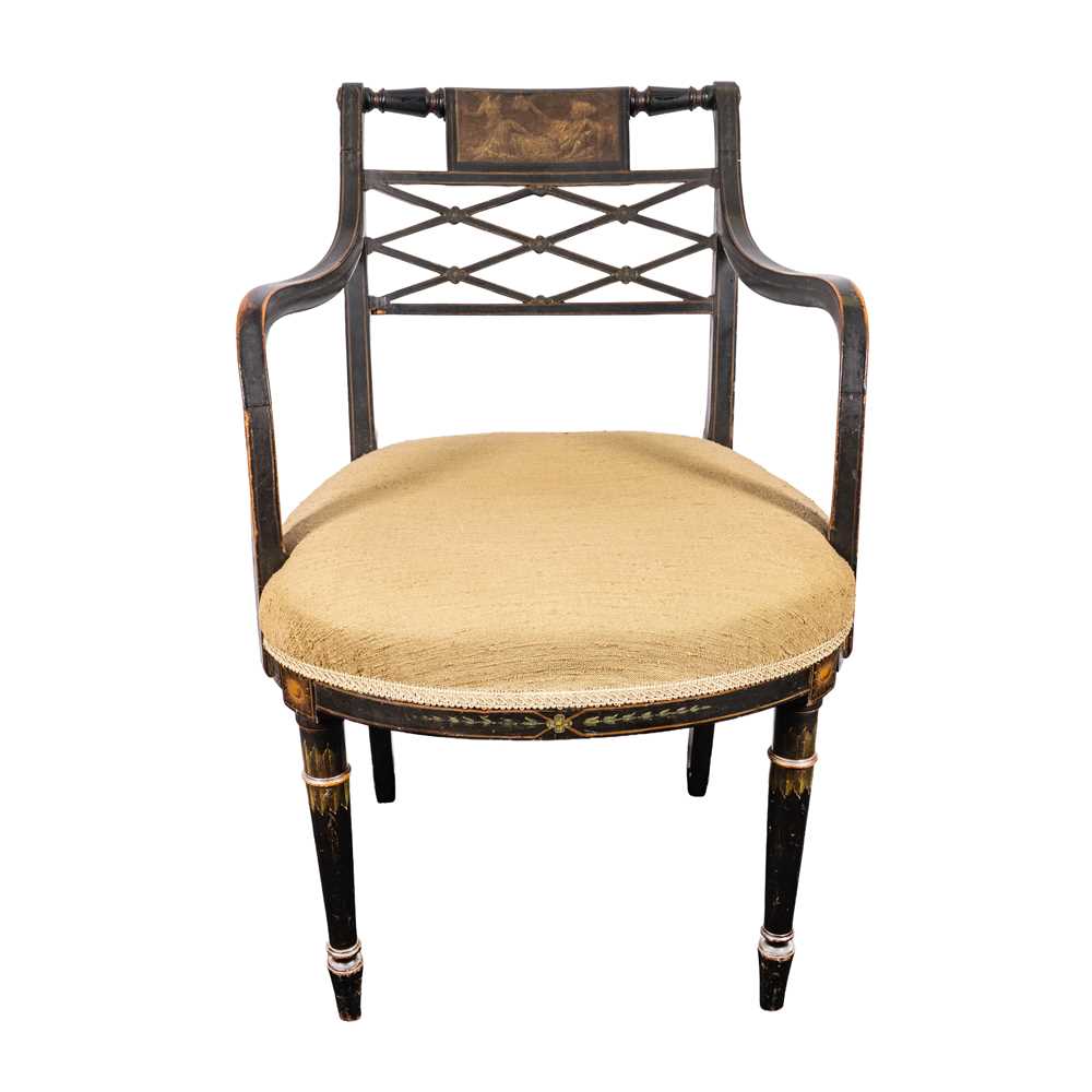 Lot 3 - A Regency ebonised armchair