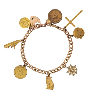 Lot 140 - A heart lock charm bracelet