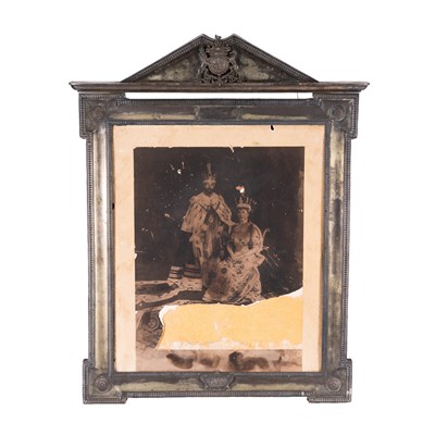Lot 32 - A silver plated framed photograph of the coronation of George V and Queen Mary in 1911