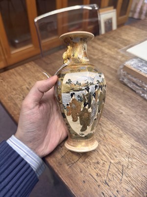 Lot 93 - A Japanese Satsuma vase by Hattori, Meiji period