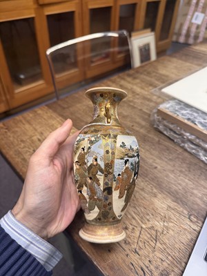 Lot 93 - A Japanese Satsuma vase by Hattori, Meiji period