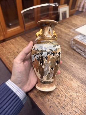 Lot 93 - A Japanese Satsuma vase by Hattori, Meiji period