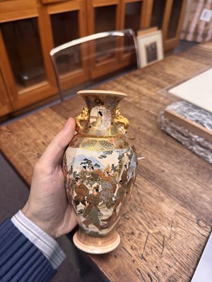 Lot 93 - A Japanese Satsuma vase by Hattori, Meiji period