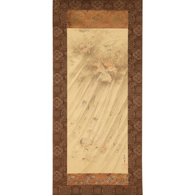 Lot 103 - A Japanese 'Oni' 'yokai' scroll painting by Sekien Toriyama 鳥山石燕 (Japanese, 1712 – 1788)