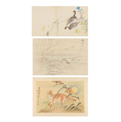 Lot 109 - Two Japanese ink on paper paintings of birds, Meiji period