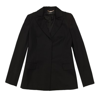 Lot 471 - Versace Black Wool structured Shoulder Blazer - Size 44