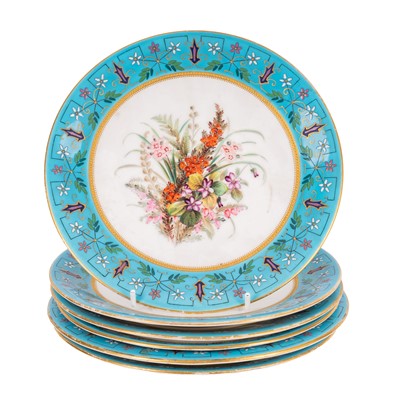 Lot 200 - A set of six Royal Worcester Aesthetic period cabinet plates, circa 1880