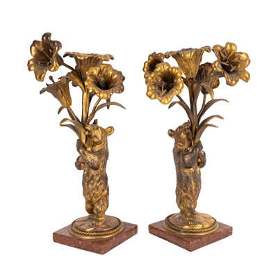Lot 71 - A pair of Continental ormolu candlesticks, late 19th century