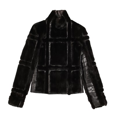 Lot 205 - λ Gucci Black Mink Funnel Neck Jacket - Size 44