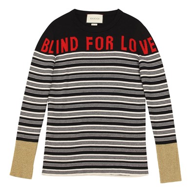 Lot 179 - Gucci Black Stripe Cashmere 'Blind For Love Sweater' - Size S