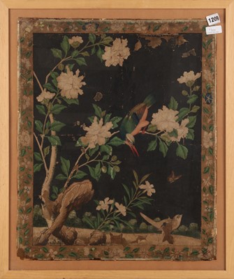 Lot 569 - A Chinese painted panel of birds and flowers, Qing dynasty