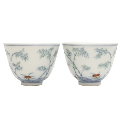 Lot 66 - Two Chinese doucai 'bamboo' cups, Qing dynasty, Guangxu period