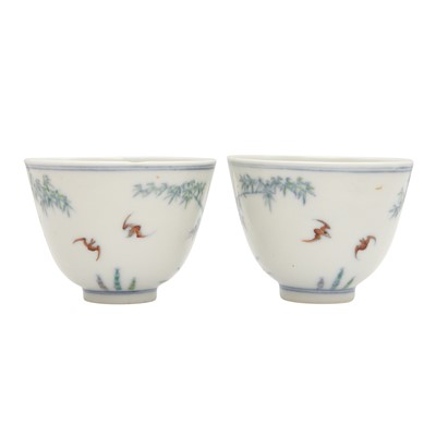 Lot 66 - Two Chinese doucai 'bamboo' cups, Qing dynasty, Guangxu period