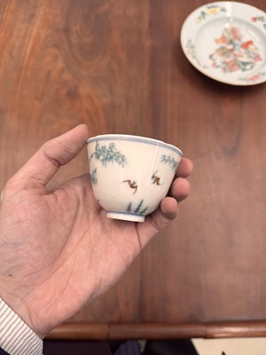 Lot 66 - Two Chinese doucai 'bamboo' cups, Qing dynasty, Guangxu period