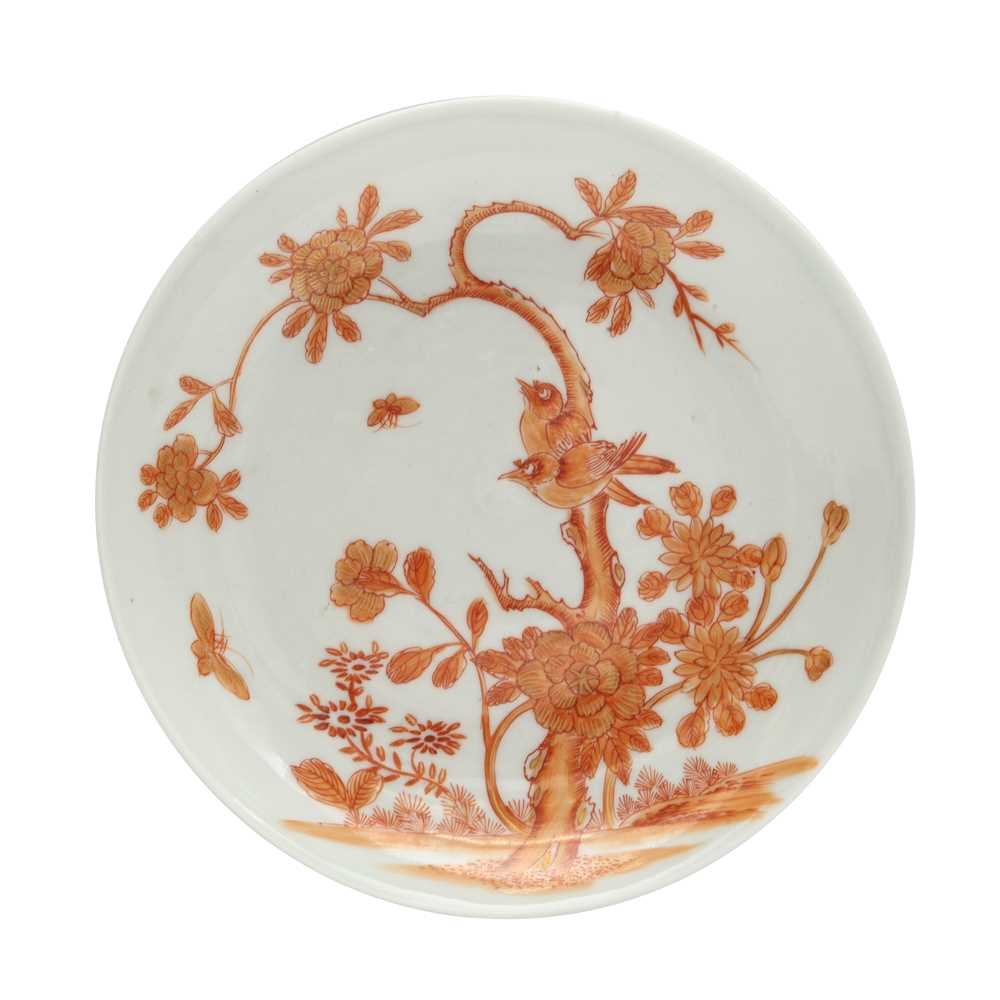 Lot 65 - A Chinese rouge-de-fer 'birds and flowers' dish, Qing dynasty, Guangxu period