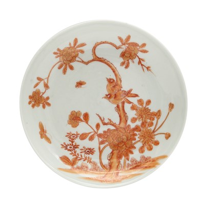 Lot 65 - A Chinese rouge-de-fer 'birds and flowers' dish, Qing dynasty, Guangxu period