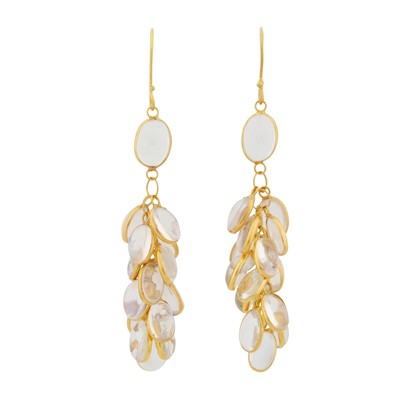 Lot 181 - A pair of moonstone drop earrings
