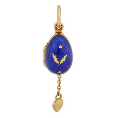 Lot 19 - Victor Mayer for Fabergé | A blue enamel egg pendant