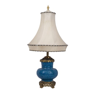 Lot 306 - A French ceramic vase mounted as a table lamp