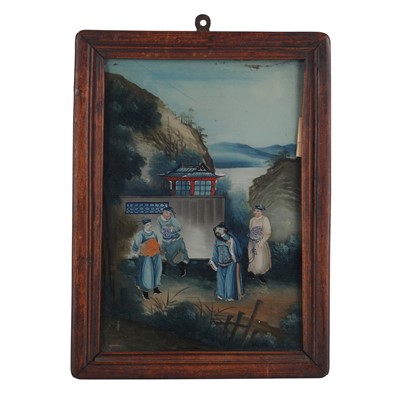 Lot 570 - A Chinese reverse glass 'figural' painting, Qing dynasty, 19th century