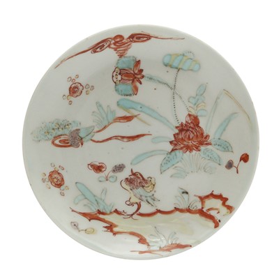 Lot 298 - A Chinese enamelled 'lotus pond' saucer dish, late Ming dynasty, Tianqi period