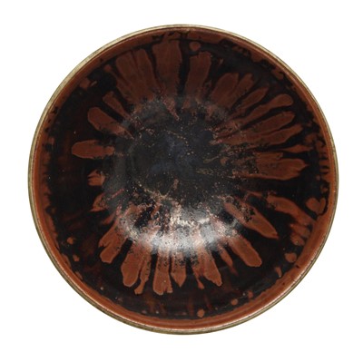 Lot 256 - A Chinese black and russet-glazed 'partridge feather' bowl, Song - Jin dynasty