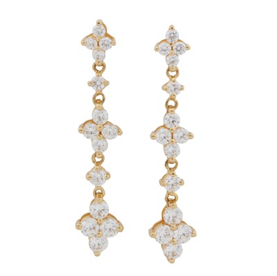 Lot 190 - A pair of cubic zirconia pendent earrings