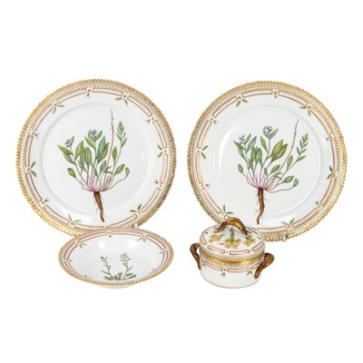 Lot 213 - A group of four Royal Copenhagen porcelain Flora Danica items