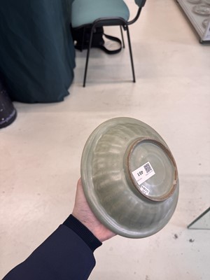 Lot 461 - A Chinese Longquan celadon 'twin fish' moulded dish, Song dynasty