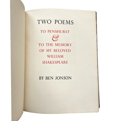 Lot 209 - Private Press, Jonson (Ben) Two Poems: To Penshurst, , wood engraving by Gertrude Hermes