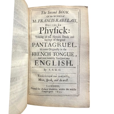 Lot 8 - Rabelais (François) The First [and Second] Book of the Works, First edition in English