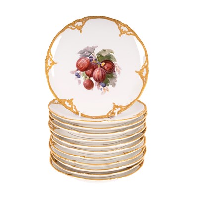 Lot 194 - KPM, a set of twelve hand-painted plates, late 19th century
