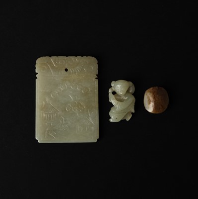 Lot 319 - Three Chinese jade carvings, 19th/20th century