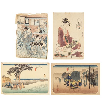 Lot 829 - Four Japanese woodblock prints, 19th century