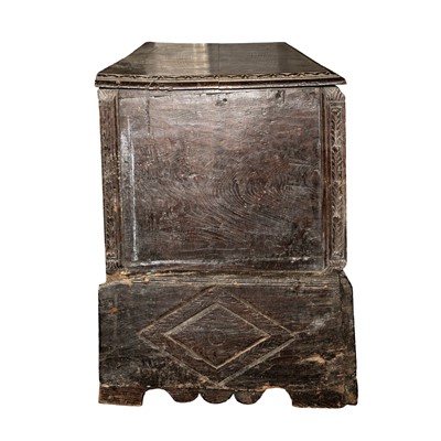 Lot 53 - A Continental oak coffer, believed first half of the 17th century