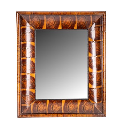 Lot 323 - A William and Mary style oyster-veneered cushion mirror