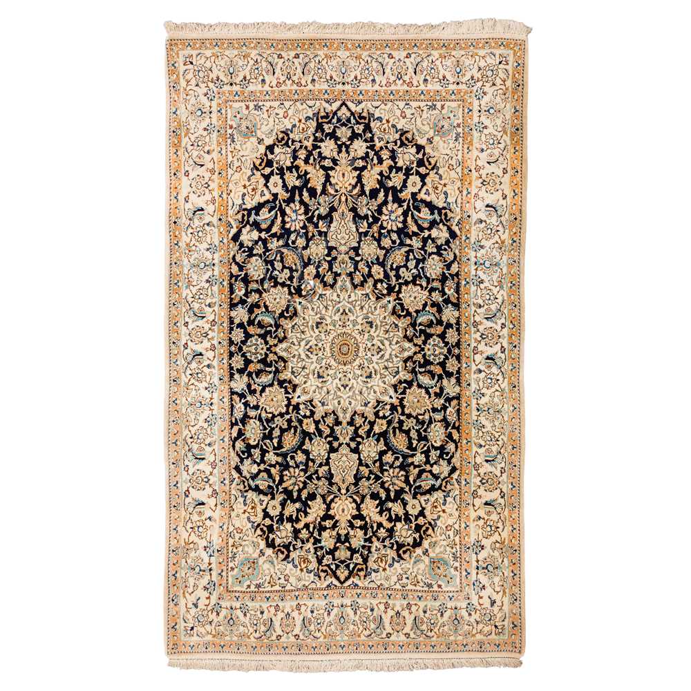 Lot 71 - An extremely fine part silk Nain rug, central Persia