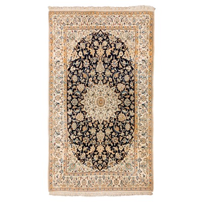 Lot 71 - An extremely fine part silk Nain rug, central Persia