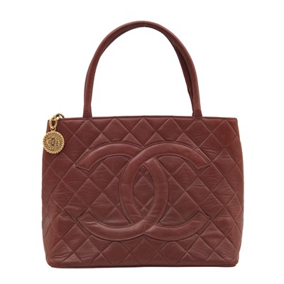 Lot 49 - Chanel Burgundy Quilted Medallion Tote