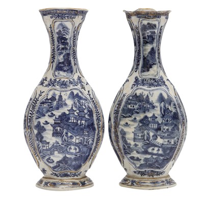 Lot 182 - A pair of Chinese export blue and white vases, Qing dynasty, Qianlong period, circa 1780
