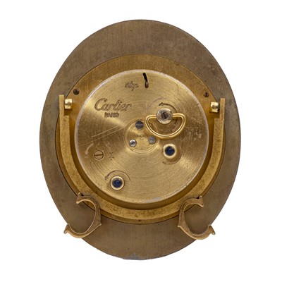 Lot 40 - A Cartier strut clock, silver plated, serial 751106072