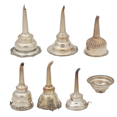 Lot 601 - A group of George III – Victorian Old Sheffield Silver plate wine funnels