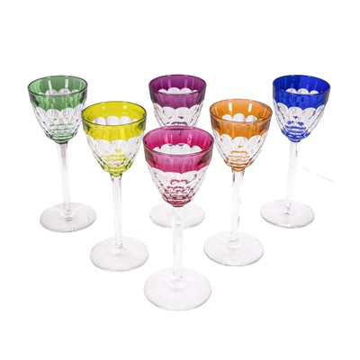 Lot 146 - A set of six Baccarat flashed and hock glasses
