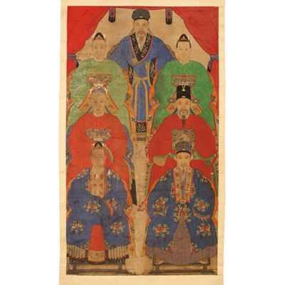 Lot 725 - A Chinese ancestral painting, Qing dynasty