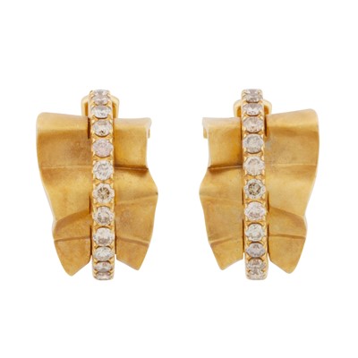 Lot 269 - Mousson | A pair of diamond hoop earrings